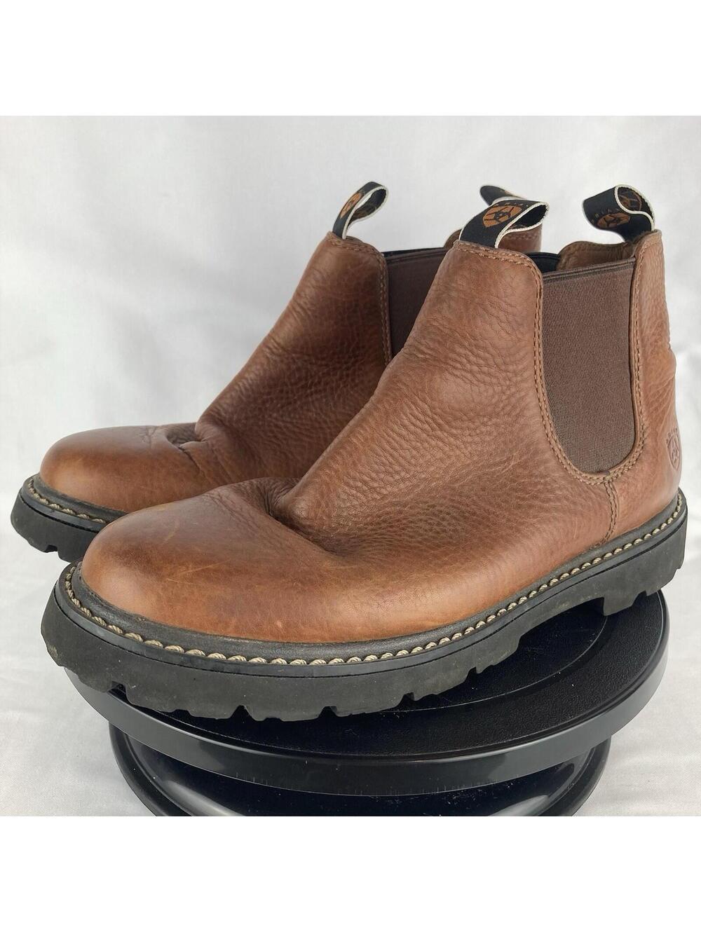 Women’s Size 9.5B Ariat Fatbaby Twin Gore Brown Leather Chelsea Ankle Boots